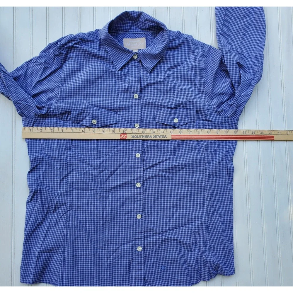 Banana Republic Soft Wash Shirt Mens XL Blue Plaid Cotton Button Down Pocket